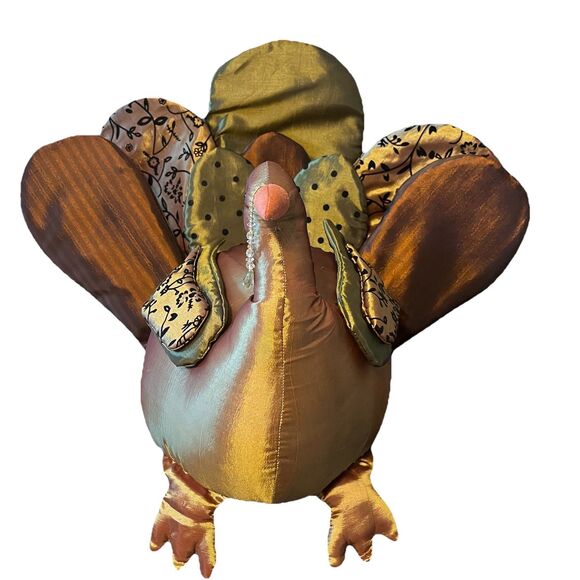 Pier 1 Imports Plush Turkey Fall Harvest Thanksgiving Decor Weighted Accent - Picture 1 of 9